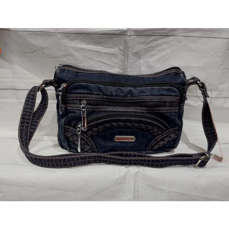 Tas slempang wanita bahan jeans denim tebal kuat jahitan rapi