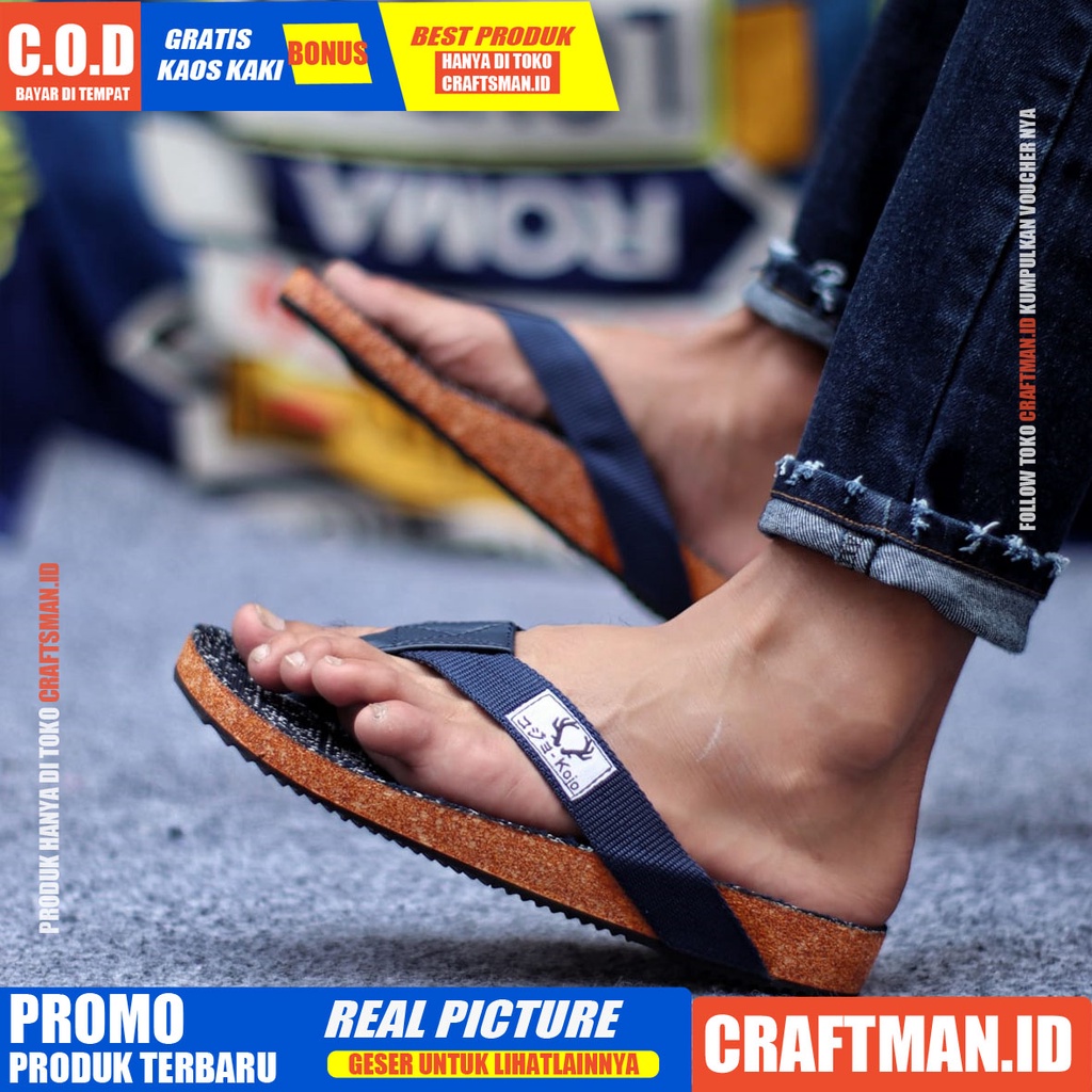 CRAFTS x RICAPO Sandal Pria Sandal Jepit Pria Casual Pria Sendal Pria