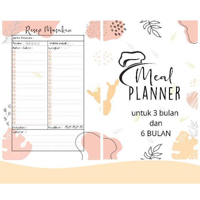 

WEEKLY MEAL PLANNER PINK UANG PLANNER REFILL BINDER Loose Leaf / ISI BINDER