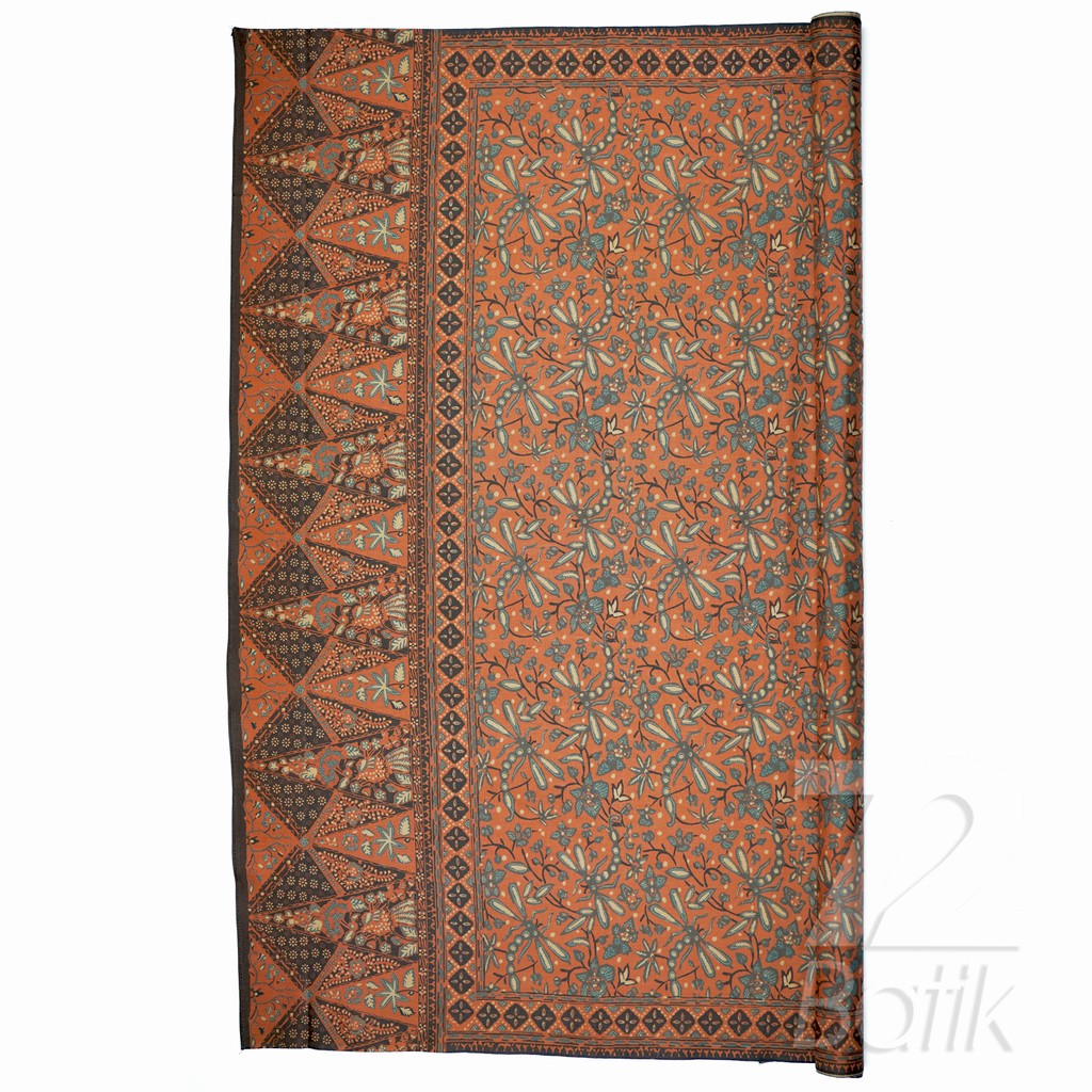 KAIN BATIK PREMIUM Bahan Katun Motif Capung Warna Orange Oranye Oren 722003 Cap 72 Jarik Jarit Samping Kebat Panjang Batik Katun Modern Premium Bahan Seragam Batik Pernikahan Kantor Keluarga Murah Kamen Jadi Batik Bali Lembaran