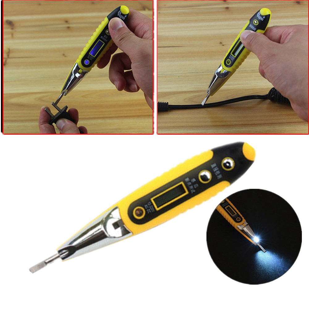 ✈【Fast/COD】✈ 12-250V LCD Digital AC / DC Non-kontak Listrik Uji Pen Detector Voltage Tester