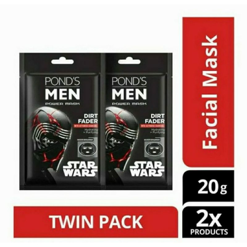 ponds men dirt fader power mask masker wajah 2pcs × 20gr