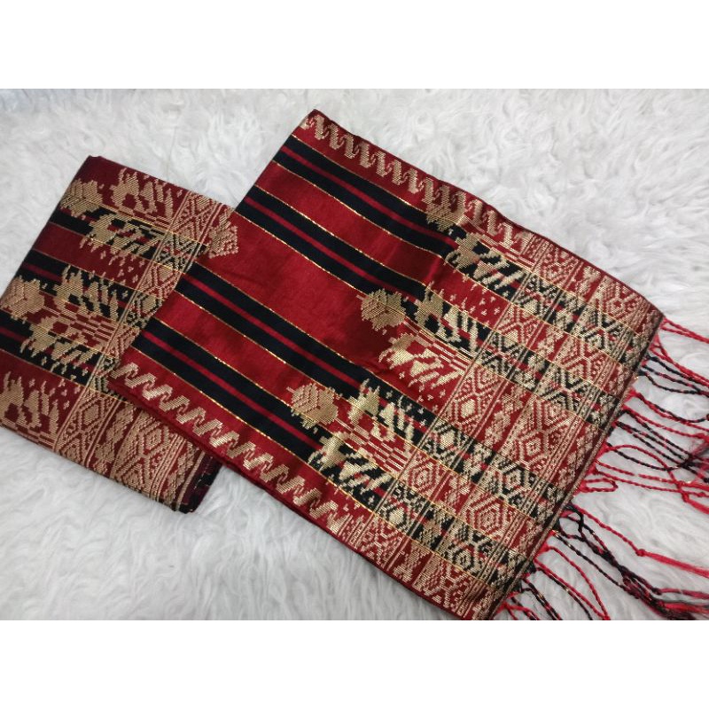 songket silungkang liris hitam maroon gold