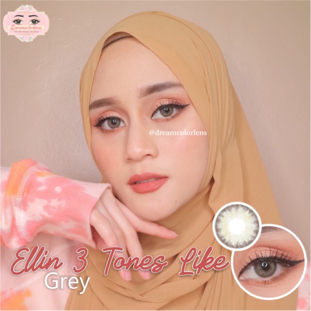 Softlens EOS Elin 3Tones Light Gray / Grey / Abu Normal Minus Beda Minus