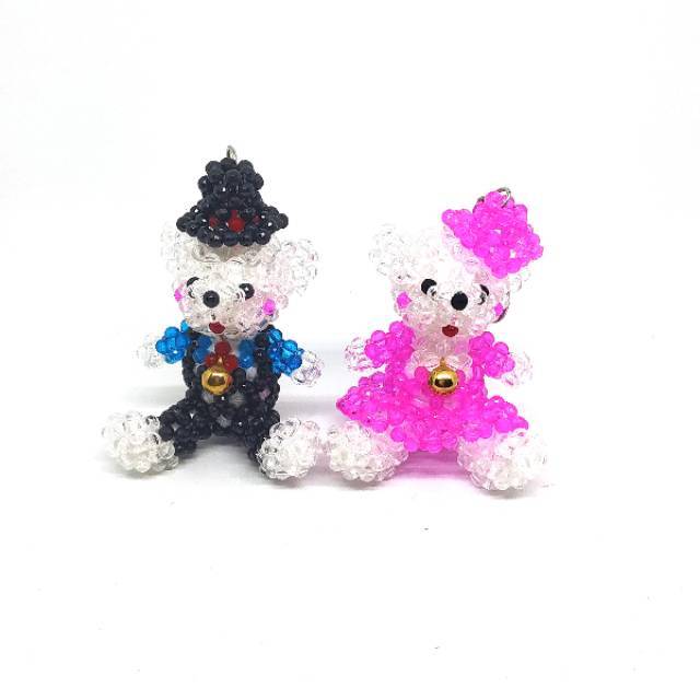 Gantungan kunci/pajangan teddy bear topi