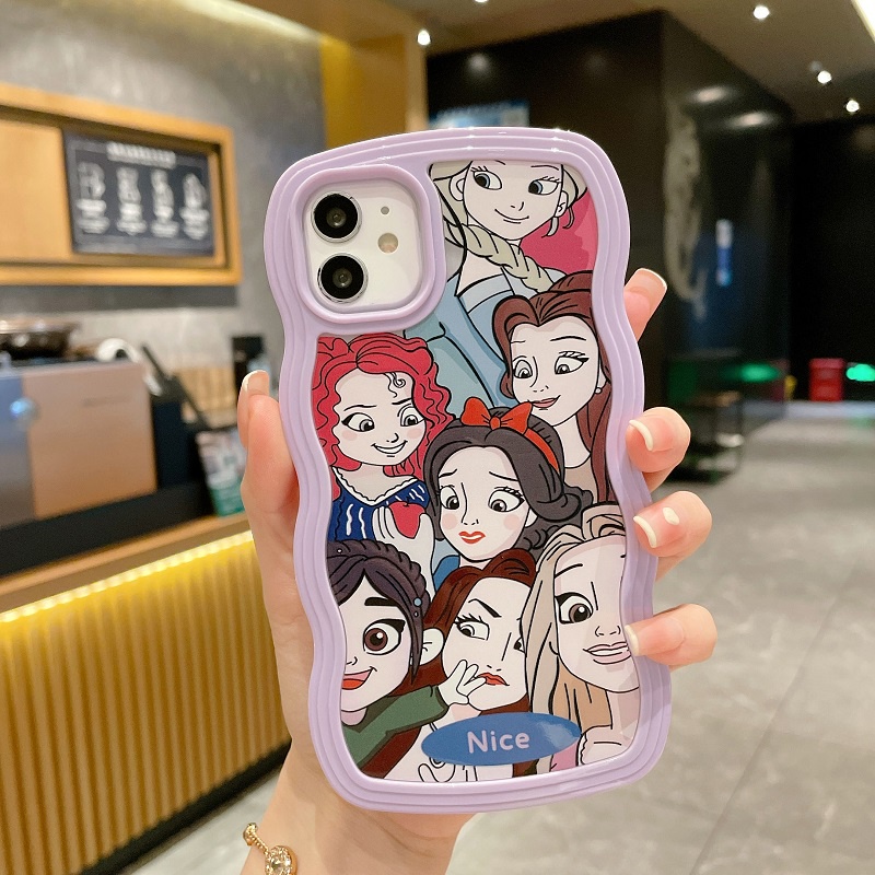 2 in 1 case Pelindung Tahan Jatuh Pola Kartun princess Untuk iPhone 11 12 13 Pro MAX X XR XS MAX