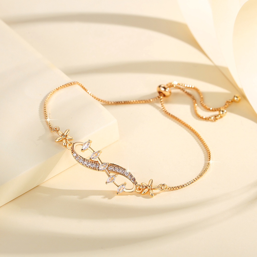 Y656 [COD✔] Gelang Tangan Rantai Titanium Berlian Lapis Emas 18k Gold Gelang Wanita