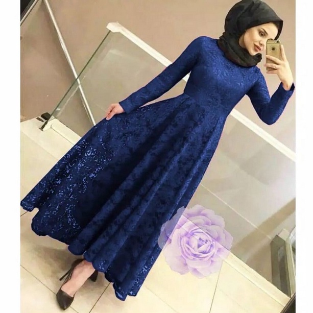 YUNI MAXI DRESS BRUKAT SIMPLE READY 3 UKURAN M L XL-NAVY