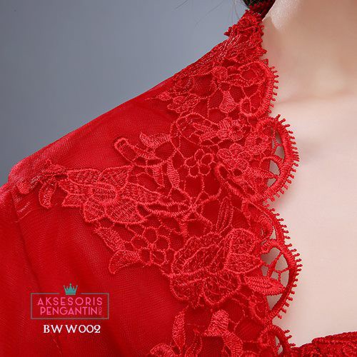 [PALING LARIS] BOLERO PENGANTIN AKSESORIS WEDDING LENGAN PANJANG MERAH BWW002