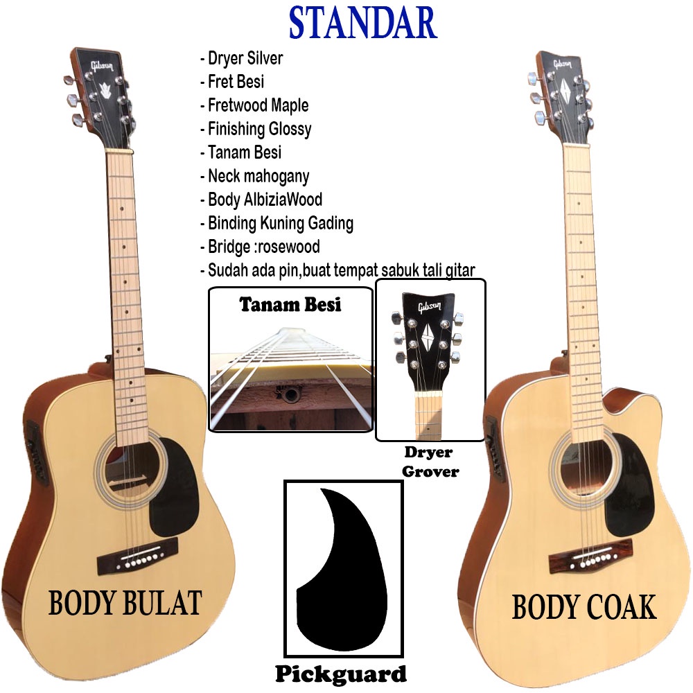 Gitar Akustik Elektrik Gibson Tanam besi New