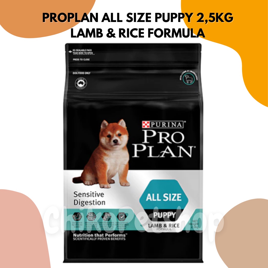 PROPLAN PUPPY DOG ALL SIZE Sensitive Digestion LAMB &amp; RICE Formula Kemasan 2.5Kg PRO PLAN