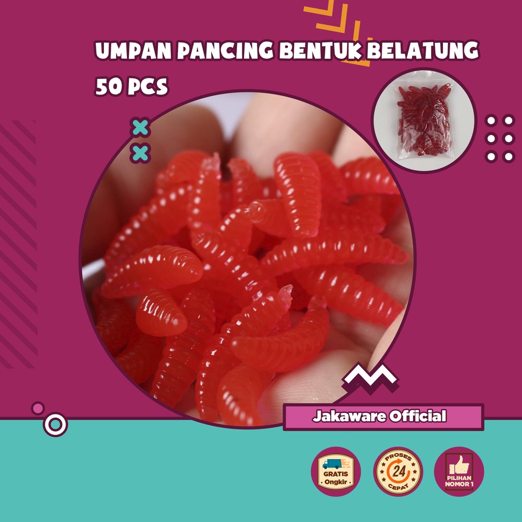 UMPAN PANCING BENTUK BELATUNG 50 PCS MAKANAN PAKAN IWAK PENARIK PENGAIT BAHAN SILIKON SILICON PLASTI