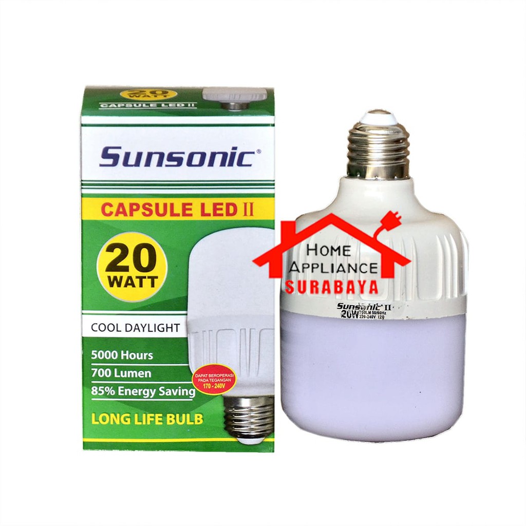 Lampu Sunsonic LED Capsule Kapsul Tabung 20W 20 Watt Cahaya Putih - SUPER LED