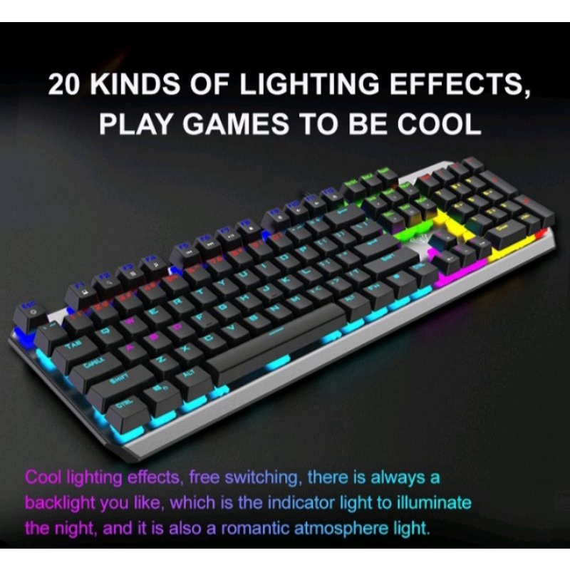 Keyboard usb Gaming Mechanical AULA F-2066 II Blue Switch - Rainbow 20 kinds (aula original/suport otg