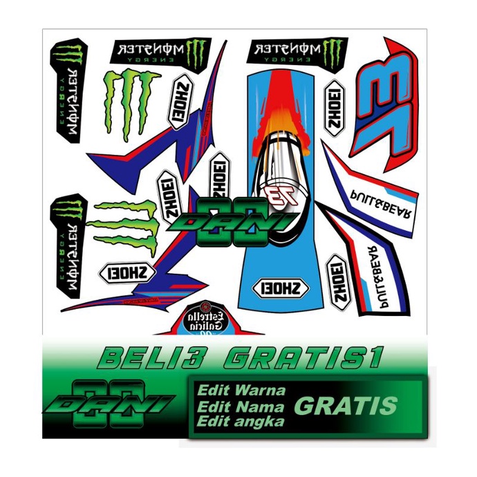 water decal helm shoei motif alex marquez (BUKAN STIKER)
