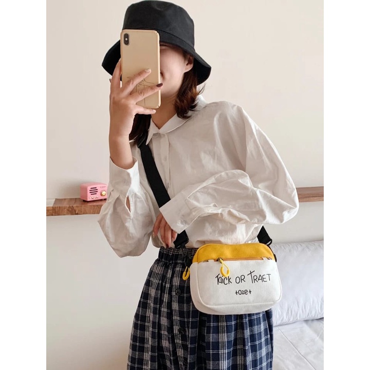 Tas Selempang Wanita Mini Korea Trick Or Traet Oze Slingbag Lucu Murah Grosir COD TOKO92