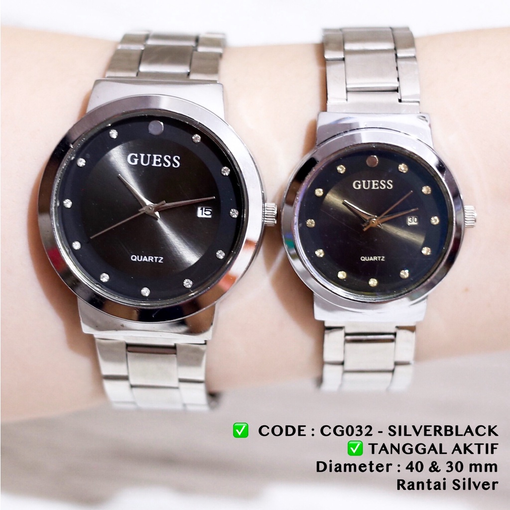 Jam tangan couple tanggal aktif guess rantai stainless grosir termurah CG030