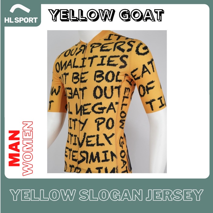 Yellow Goat Cycling Jersey Sepeda Yellow Slogan MAN WOMEN