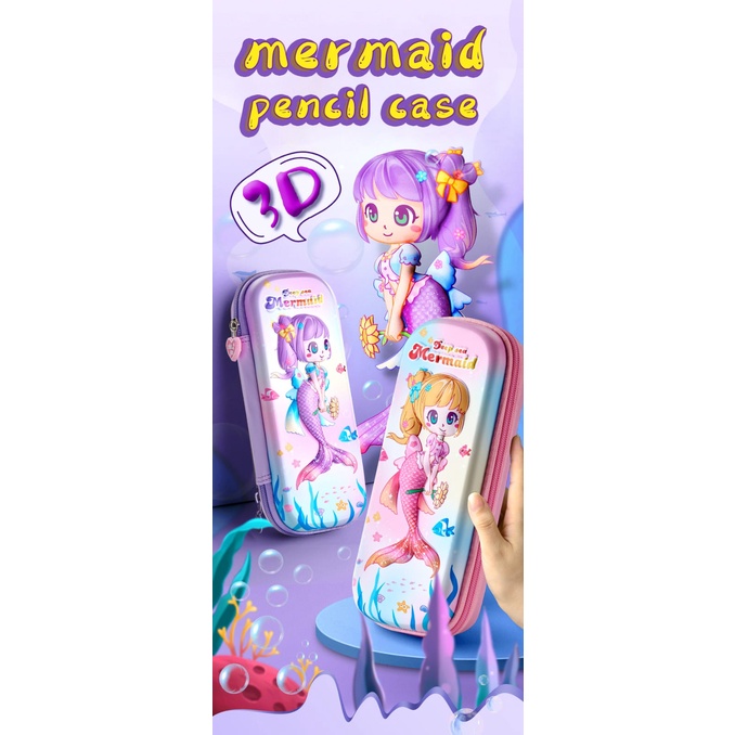 Kotak Pensil 3D Karakter Mermaid Princess Girl Tempat Pensil Anak Mermaid Kado Ultah Anak Perempuan Kado Anak Cewek