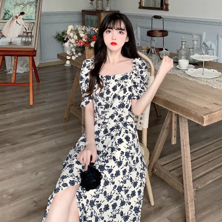 [COD] LB - Korean dress fashion import / Dress fashion motif bunga full / Korean dress fashion / D119