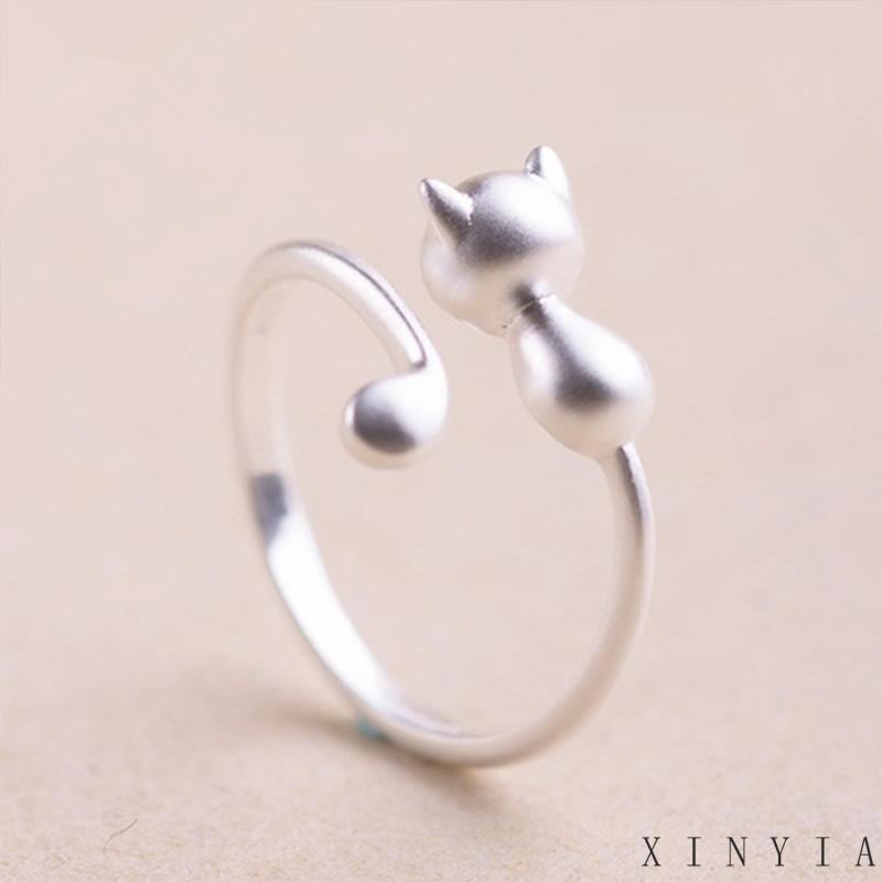 【Bayar di tempat】Cincin Model Terbuka Desain Telinga Kucing Lucu Gaya Simple Adjustable Untuk Wanita