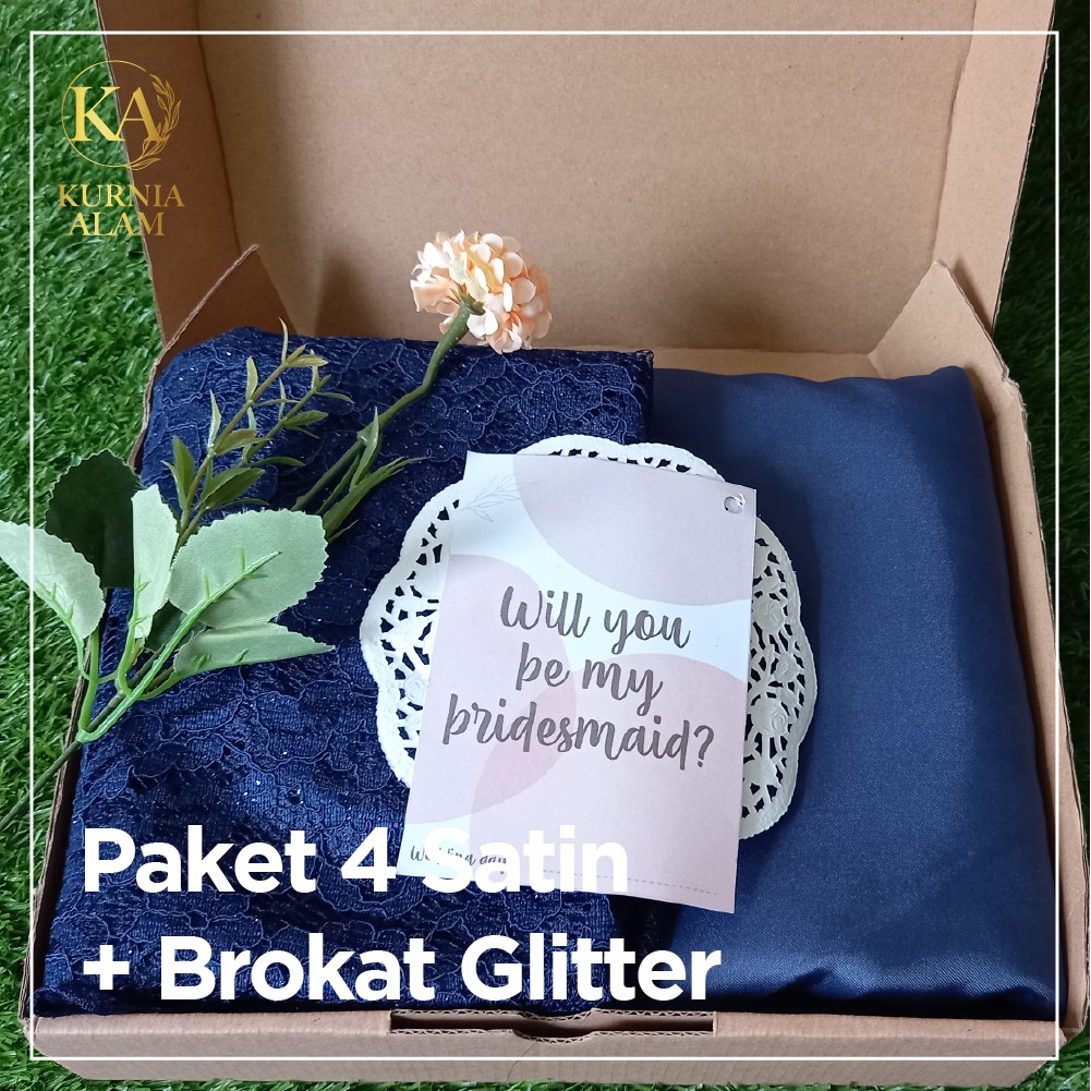 Bridesmaid Box Set Murah Satuan Paket Seragam Nikahan Bahan Kain Gaun Pesta Gratis Box Kartu Ucapan + Hangtag