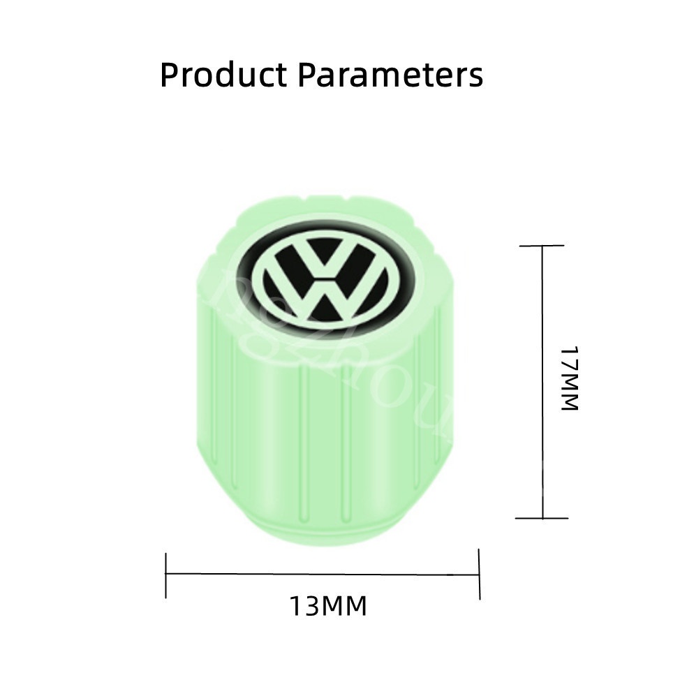 Kaen 4 Pcs Penutup Katup Ban Terbaru Universal Bercahaya Jenis untuk Sepeda Motor Kendaraan Listrik Ban Mobil Cocok untuk Volkswagen