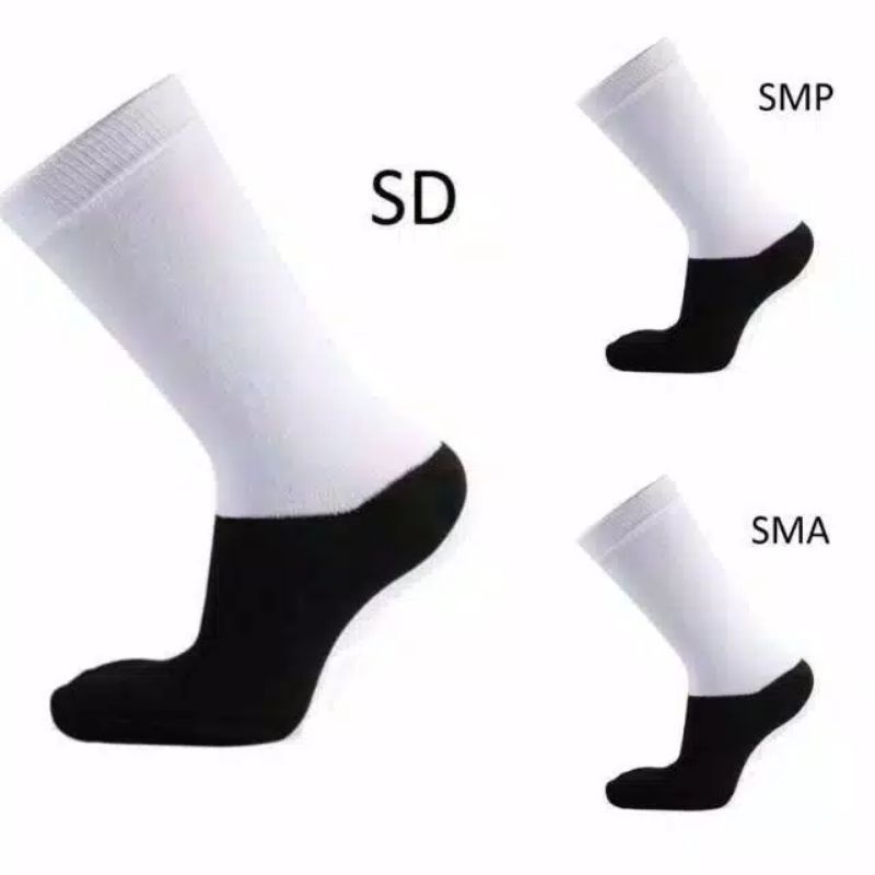 KAOS KAKI SEKOLAH SD SMP SMA HITAM PUTIH ADEM BAHAN SPANDEK HALUS