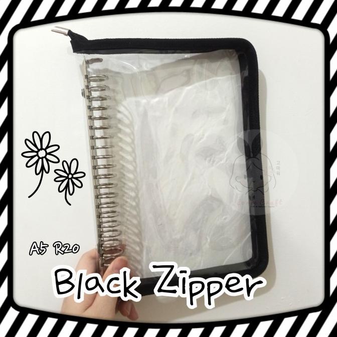 

Office & Stationery | Document Organizer | Binder Black Zipper Mika Pvc Bening / Clear A5 A6 Ring 6 / 20 | Best Seller