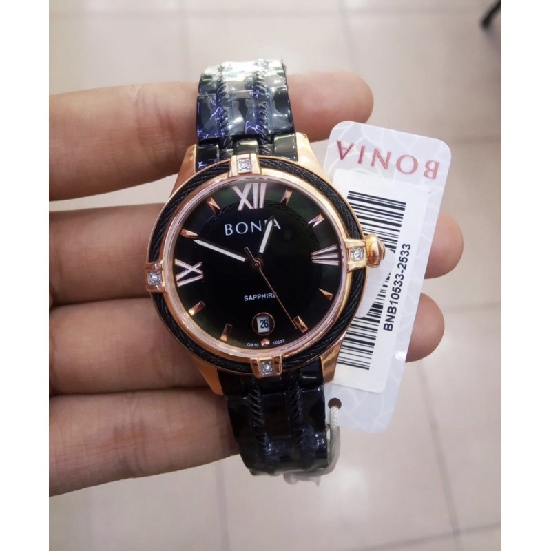 Jam Tangan Bonia BNB10533-2533 Original Hitam Rosegold Wanita