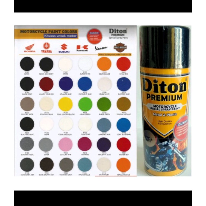 DITON Premium 400cc Pilok Pilox Cat Semprot Warna Hitam, Putih, Clear, Merah,