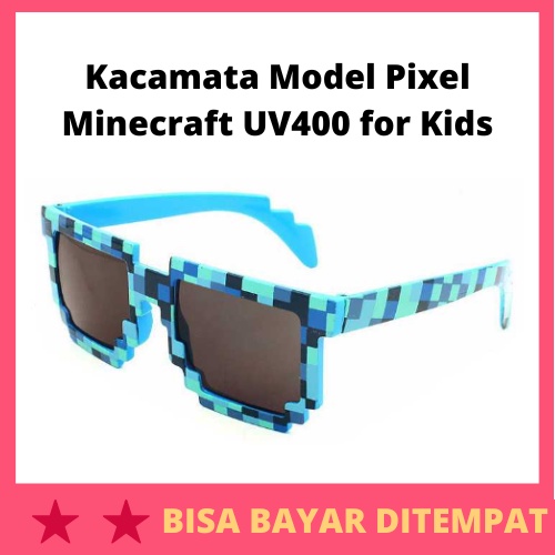 Kacamata Model Pixel Minecraft UV400 for Kids / Kaca Mata Gaya Bergaya Model Bermodel Pixel Piksel P