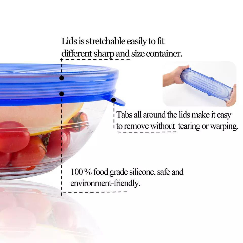 6in1 Silicone Food Cover Stertch Bowl Lid Silikon Penutup Makan