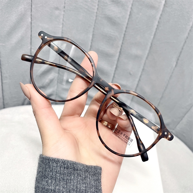 (YUZHU) Tr90 Kacamata Fashion Gaya Retro Korea Frame Bulat Bahan Metal Untuk Wanita