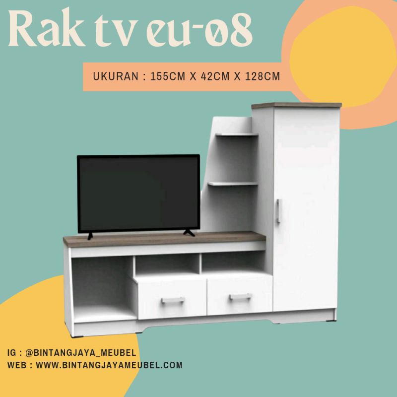 LEMARI TV LACI / RAK TV PUTIH MINIMALIS / RAK TV WALL UNIT BESAR/ RAK TV MINIMALIS BESAR