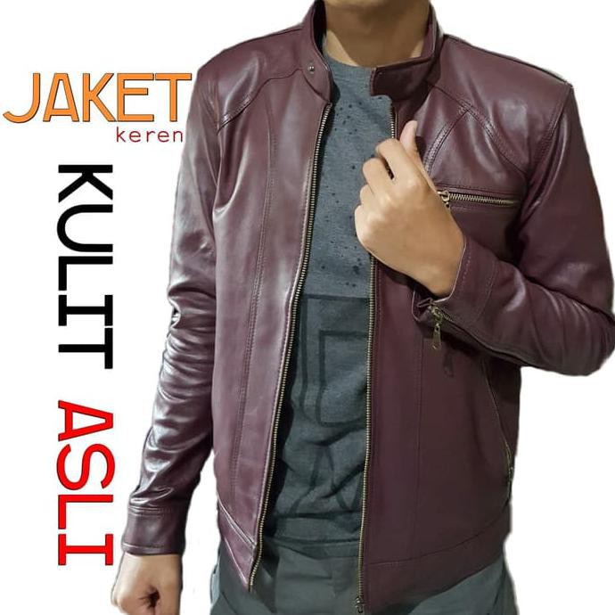 Promo - Jaket Kulit Pria Motor Asli Garut Super Joss Slim Fit Terbaru Jk-76 - Termurah