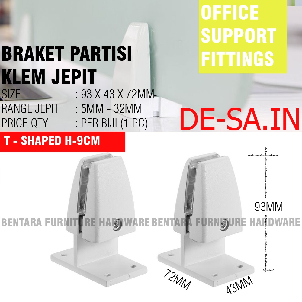 BRAKET PARTISI OFFICE KUBIKAL - KACA / AKRILIK / KAYU OFFICE DESK SUPPORT BRACKET CLIP CLAMP HOLDER DIVIDER CUBICLE