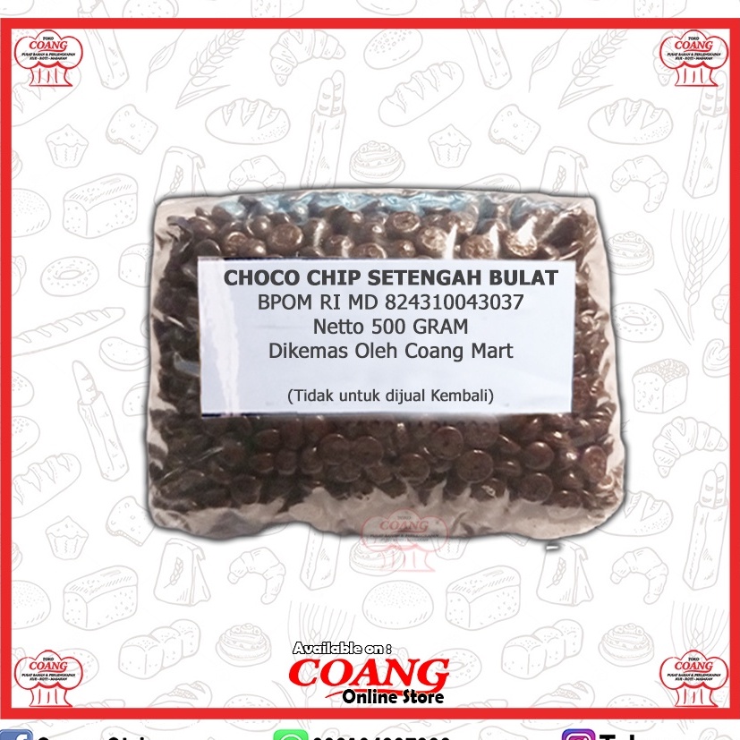 

CHOCO CHIP SETENGAH BULAT 500 GRAM - COKLAT CIP