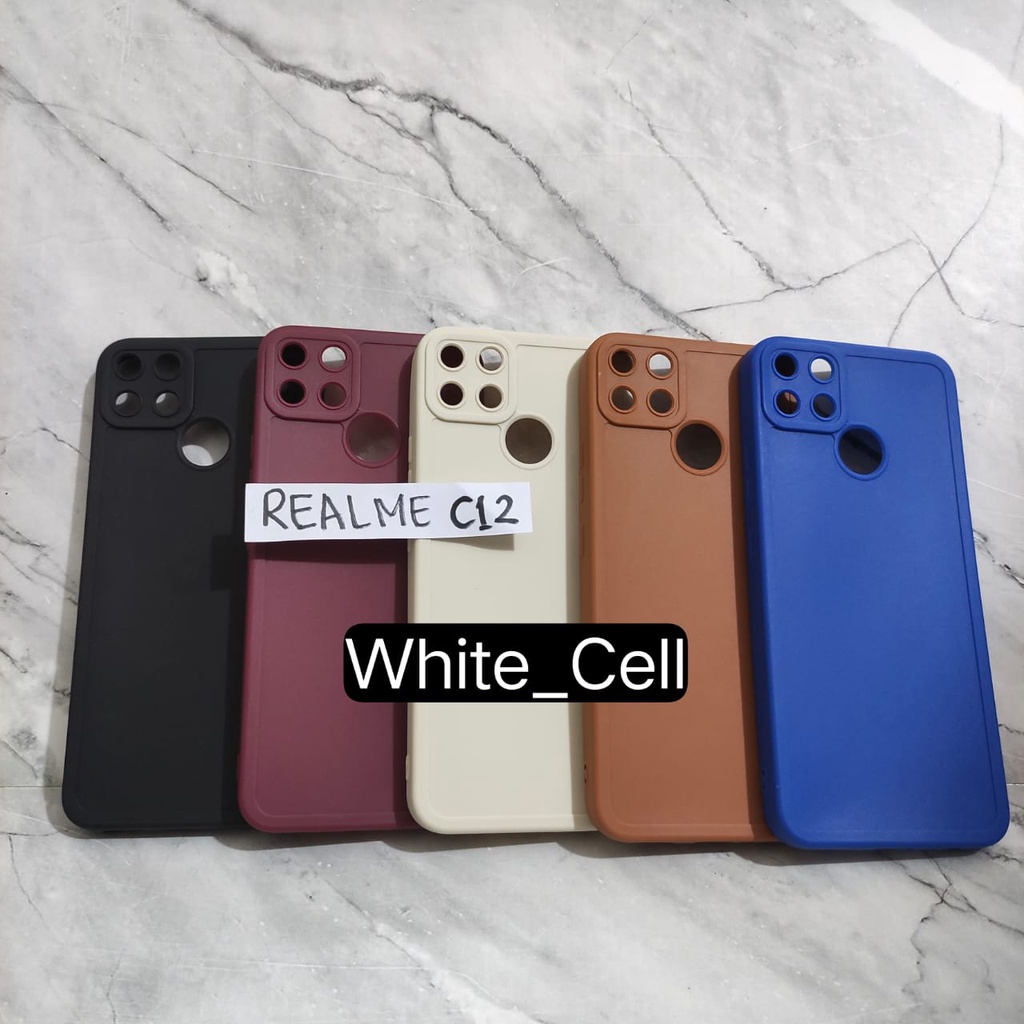 SoftCase ProCamera Silicon Matte Case Full Cover Realme 5 5i 5s C12 Narzo 20 Narzo 30A C20 C11 2021  White_Cell