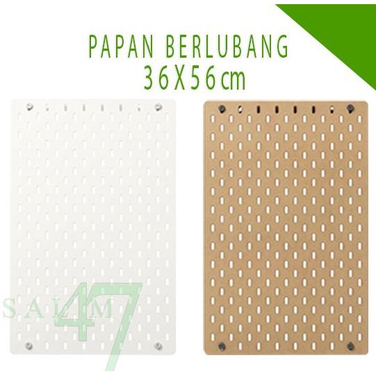 

Papan berlubang / papan pegboard 36x56 cm / papan dinding aksesoris - Putih