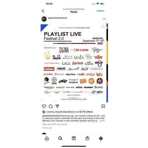 Tiket Playlist Live Festival Bandung (Negoable)