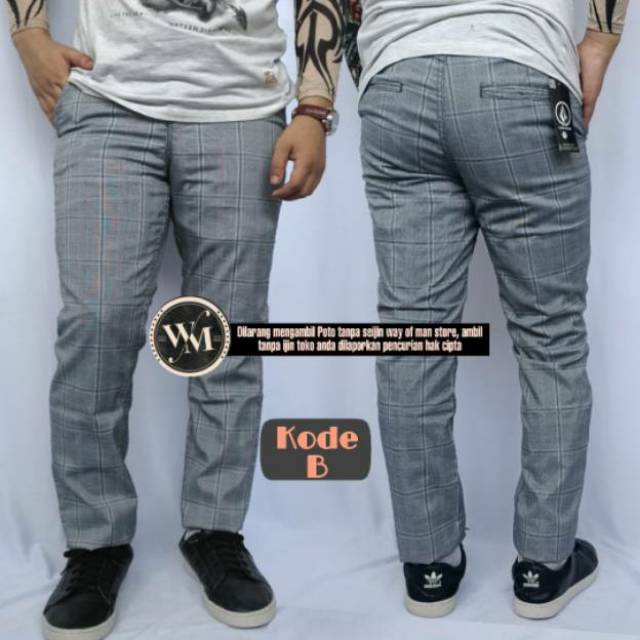 Celana tartan celana panjang kotak kotak