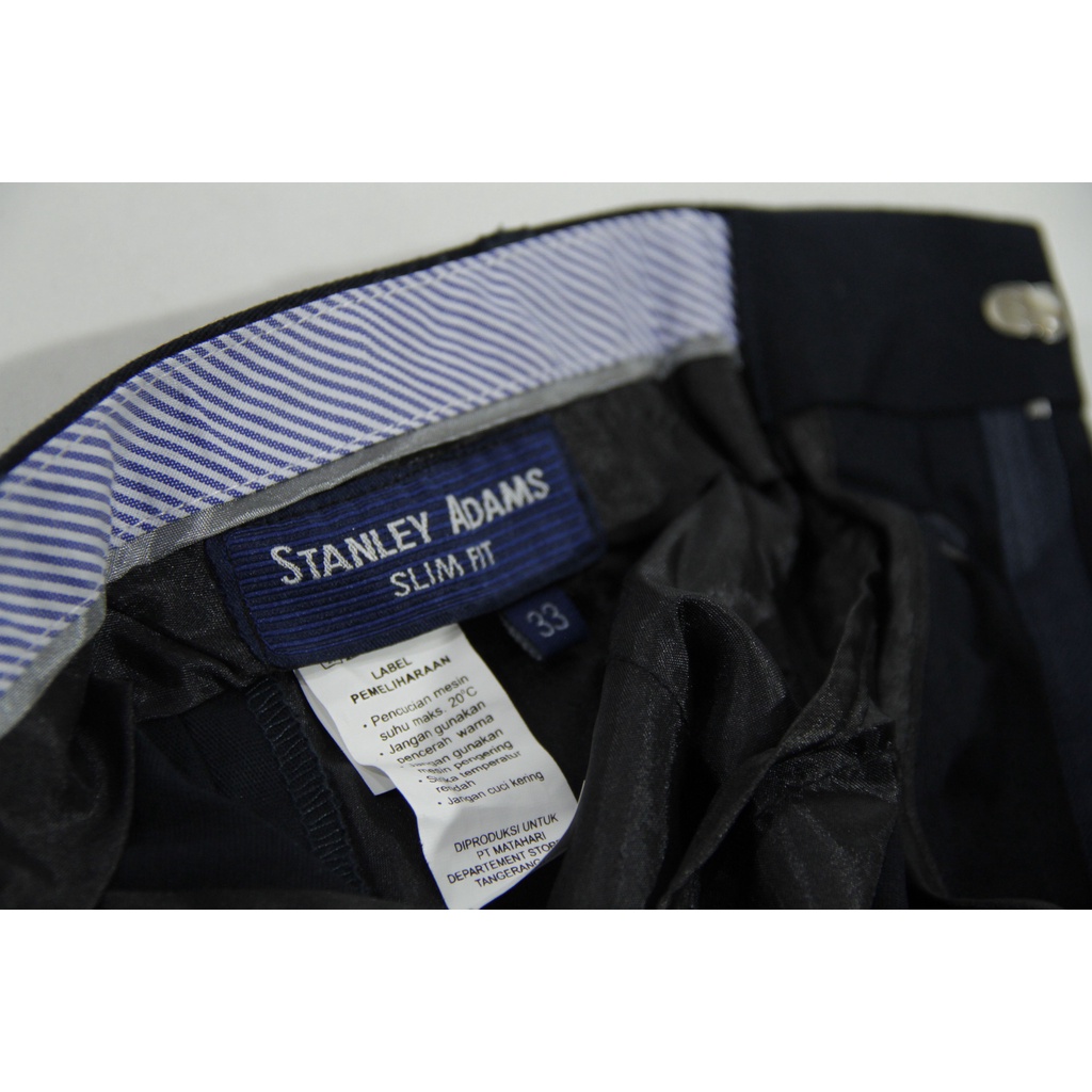 COD Celana Panjang Chino Pria Slimfit Stanley Adams Biru Navy Polos 100% Original Brand