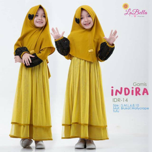 Indira Labella tutu brokat gamis dress kondangan anak syar'i