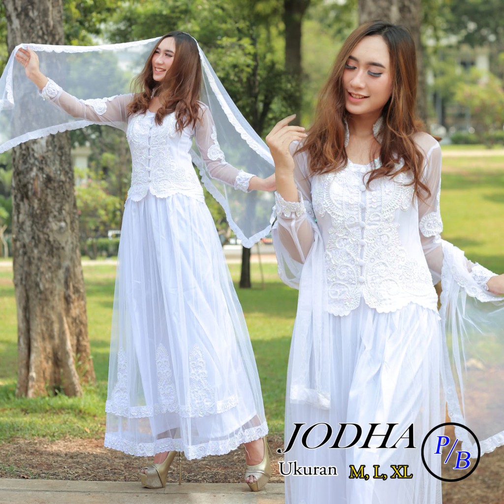 Setelan Kebaya Modern Payet Jodha Putih Dan Warna Lain