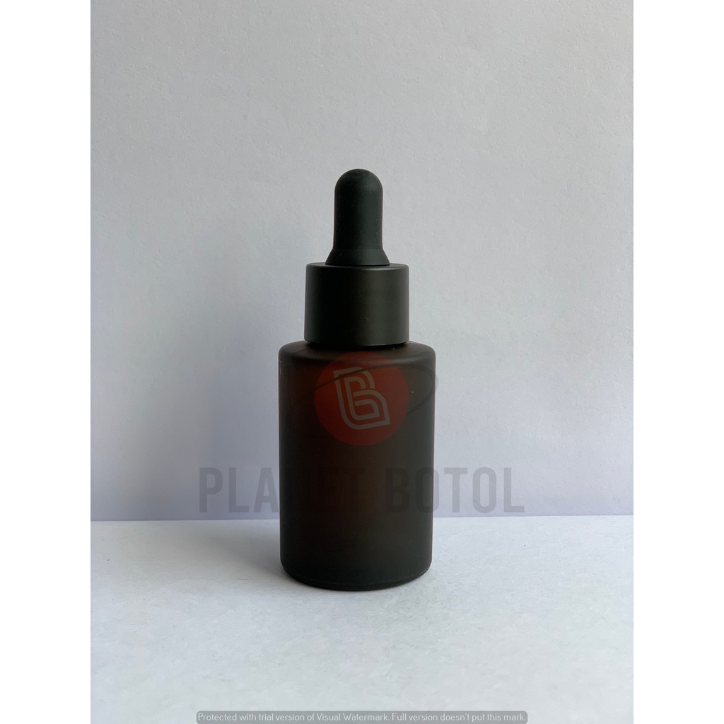 BOTOL BROWN FROSTED 30 ML COVER BLACK FROSTED (CALIBER 20)