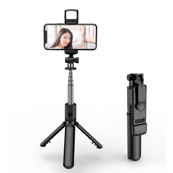 Tongsis tripod 4in1 selfie stick dengan remote bluetooth dan lampu LED tongsis bluetooth tongsis led