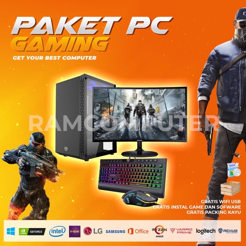 PC GAMING I7 FULLSET - VGA GTX 1650 - SSD 128GB - RAM16GB - LED 24 INC SAMSUNG