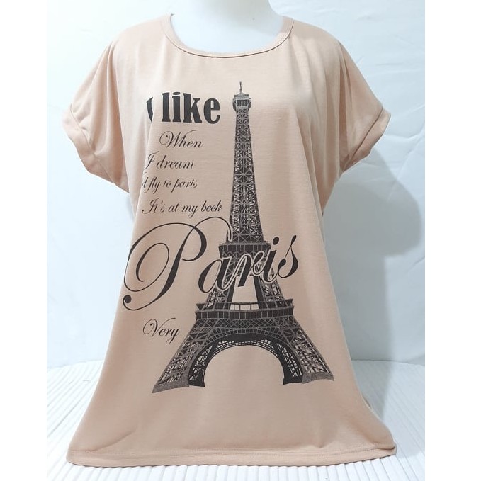 Kaos jumbo motif I LIKE PARIS murah meriah harga grosir