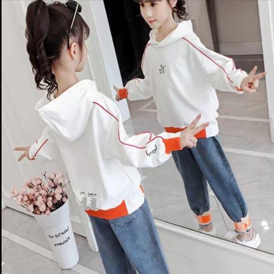 Setelan Jeans Import Anak Cewek Perempuan Celana Panjang Fashion Korea Kekinian Premium